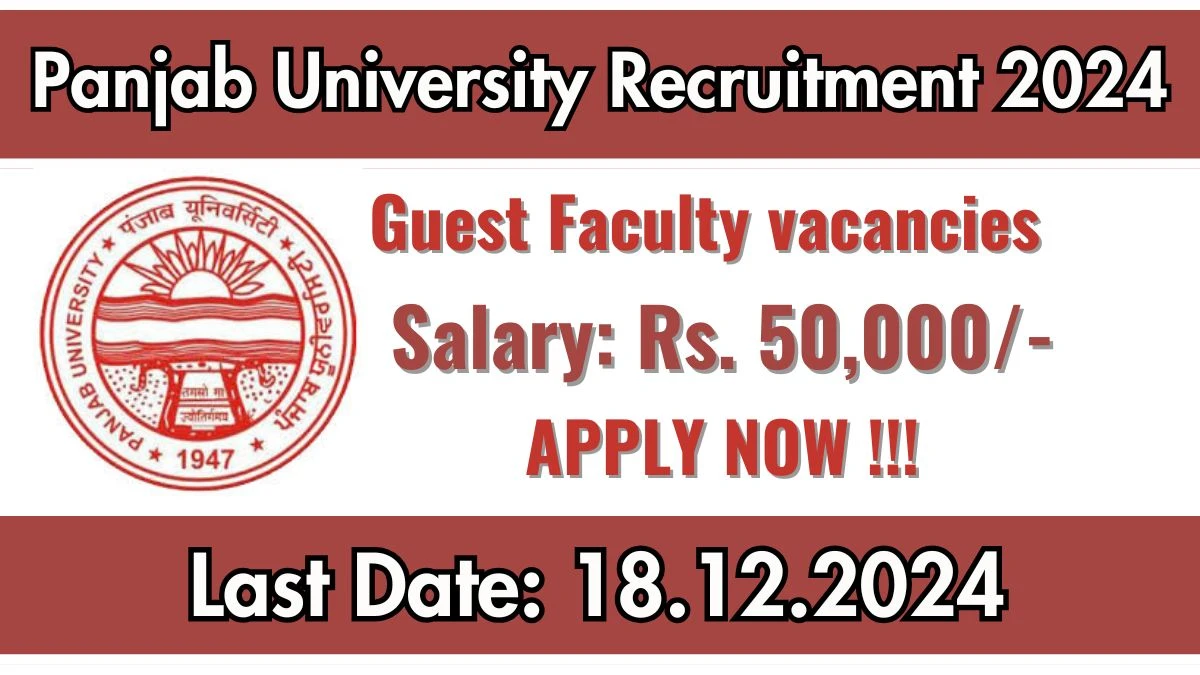 Panjab University Govt Job Vacancy 2024: Guest Faculty Vacancies, MBA Pass Jobs in Ludhiana