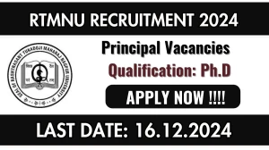 RTMNU Govt Job Vacancy 2024: Principal Vacancies, Ph.D Pass Jobs in Gondia