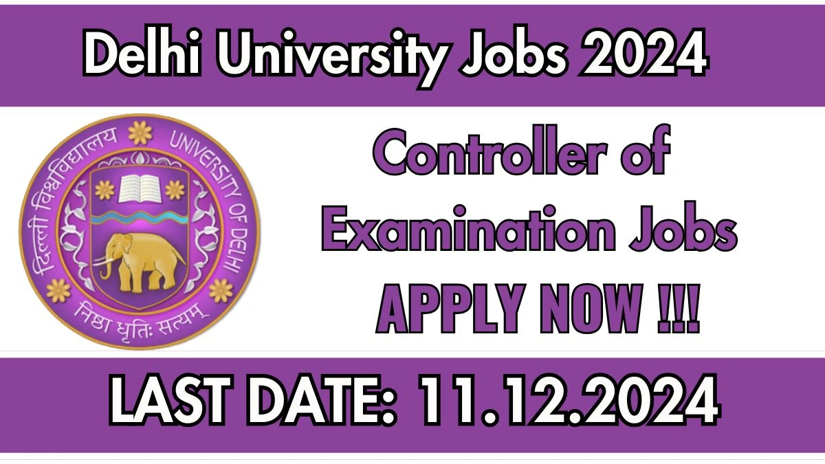 University of Delhi Govt Job Vacancy 2024: Controller of Examination Vacancies, Post Graduate Pass Jobs in New Delhi