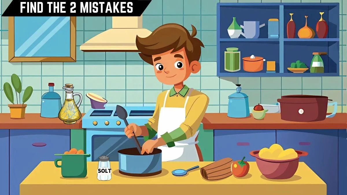 Genius IQ Test: Only High IQ Geniuses Can Find the 2 Mistakes in this Kitchen Image in 8 Secs