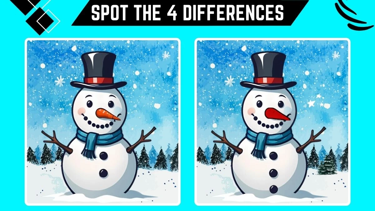 Optical Illusion Spot the Difference Game: Only Eagle Eyes Can Spot the 4 Differences in this Snowman Image in 9 Secs