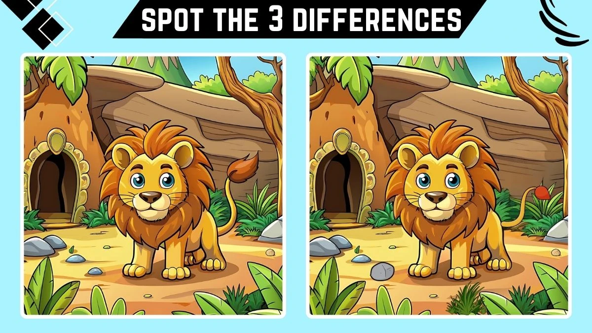 Optical Illusion Spot the Difference Game: Only People with Eagle Eyes Can Spot the 3 Differences in this Lion Image in 10 Secs