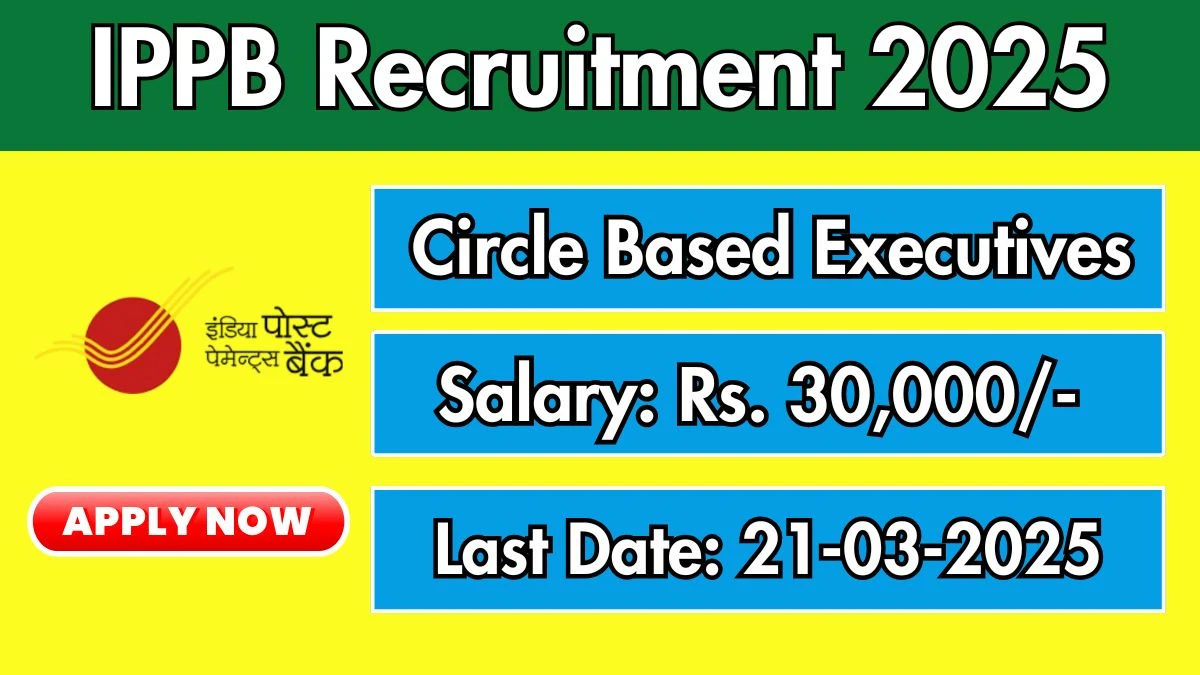 IPPB Govt Job Vacancy 2025: 51 Circle Based Executives Vacancies, Graduate Jobs in Across India