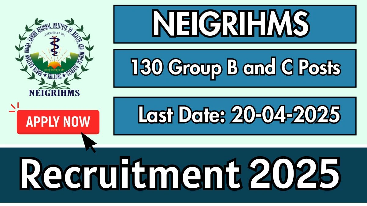 NEIGRIHMS Group B and C Recruitment 2025 Notification Out Apply Online for 130 Group B and C Posts