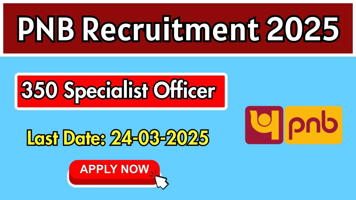 PNB Recruitment 2025 Apply Online for 350 Specialist Officer Posts