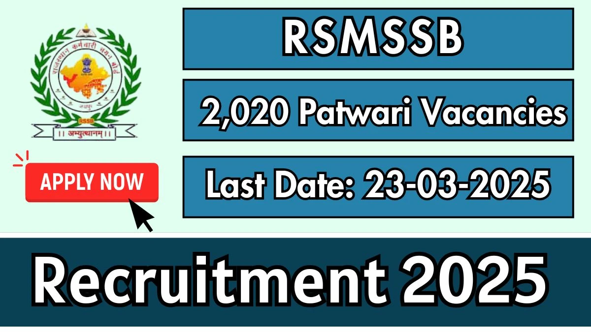 RSMSSB Govt Job Vacancy 2025: 2,020 Patwari Vacancies, Graduate Jobs in Rajasthan