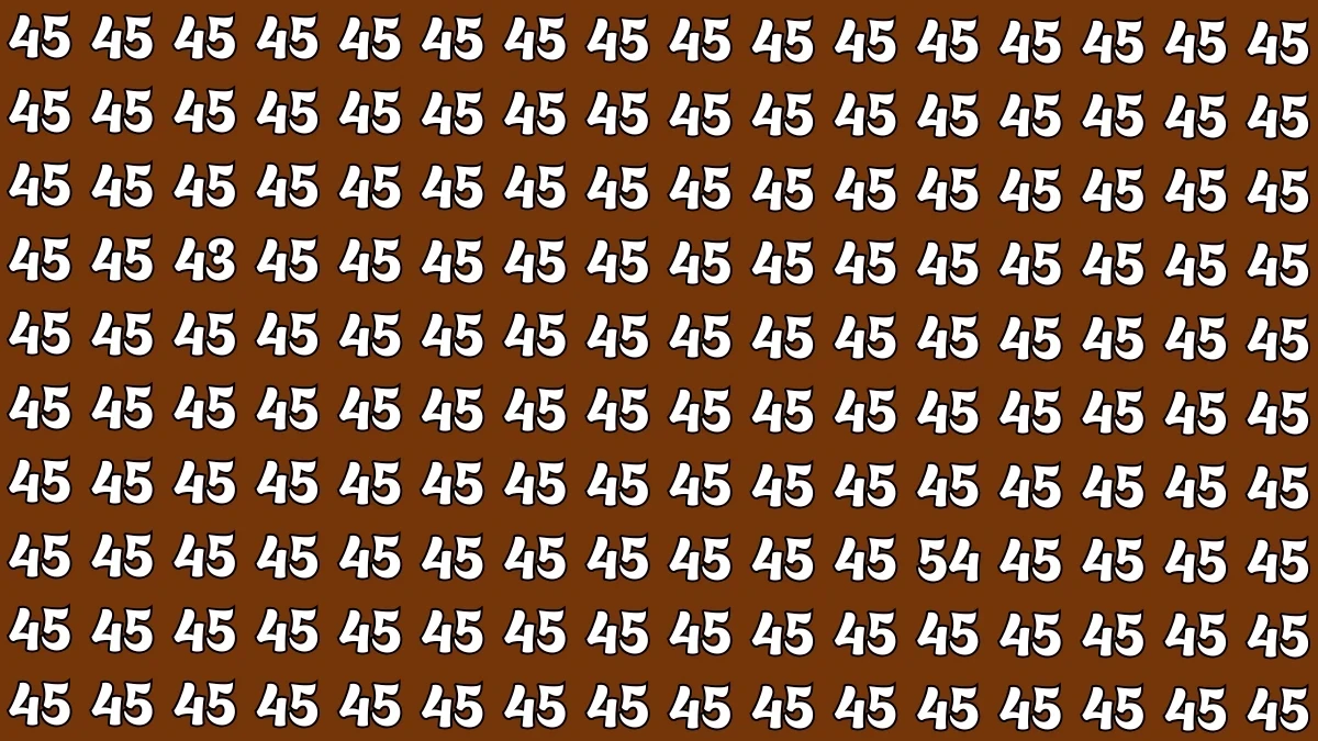 Optical Illusion: Within 5 Seconds Spot The Number 43 and 54 among 45 Optical Illusion: Within 5 Seconds Spot The Number 43 and 54 among 45
