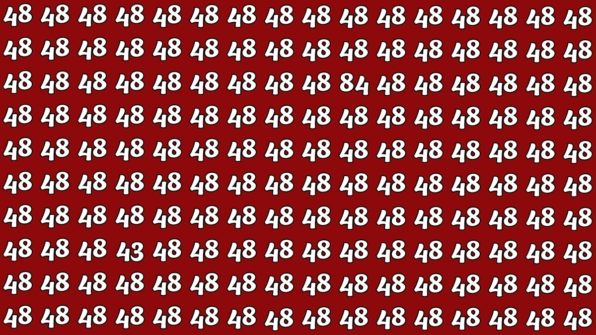 Optical Illusion: Within 5 Seconds Spot The Number 43 and 84 among 48 Optical Illusion: Within 5 Seconds Spot The Number 43 and 84 among 48
