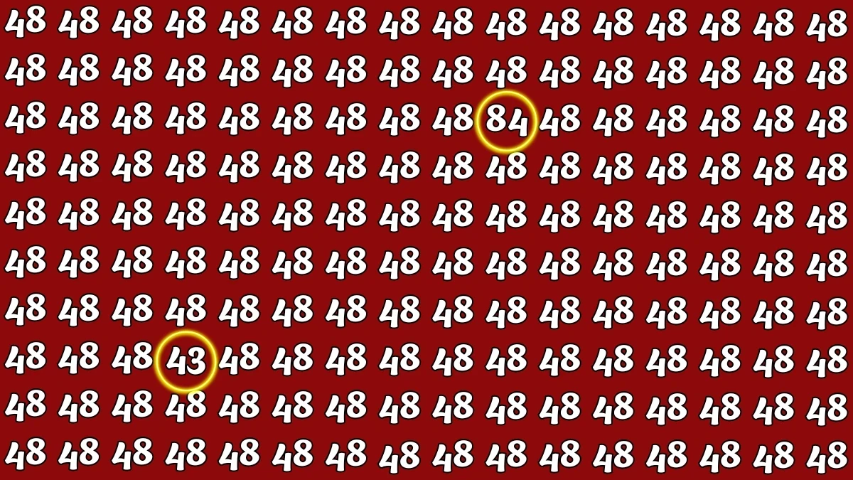 Optical Illusion: Within 5 Seconds Spot The Number 43 and 84 among 48 Optical Illusion: Within 5 Seconds Spot The Number 43 and 84 among 48