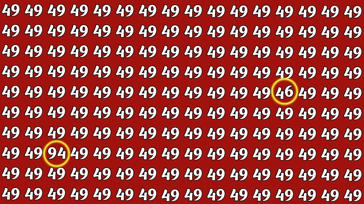 Optical Illusion: Within 5 Seconds Spot The Number 46 and 94 among 49