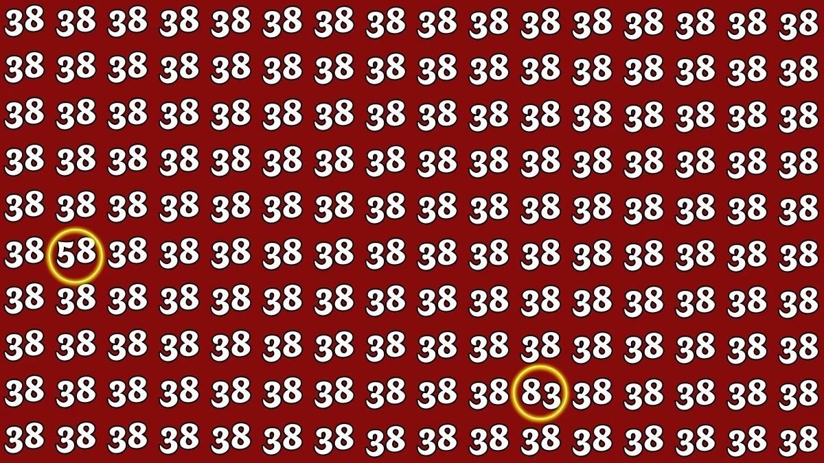 Optical Illusion: Within 5 Seconds Spot The Number 58 and 83 among 38s
