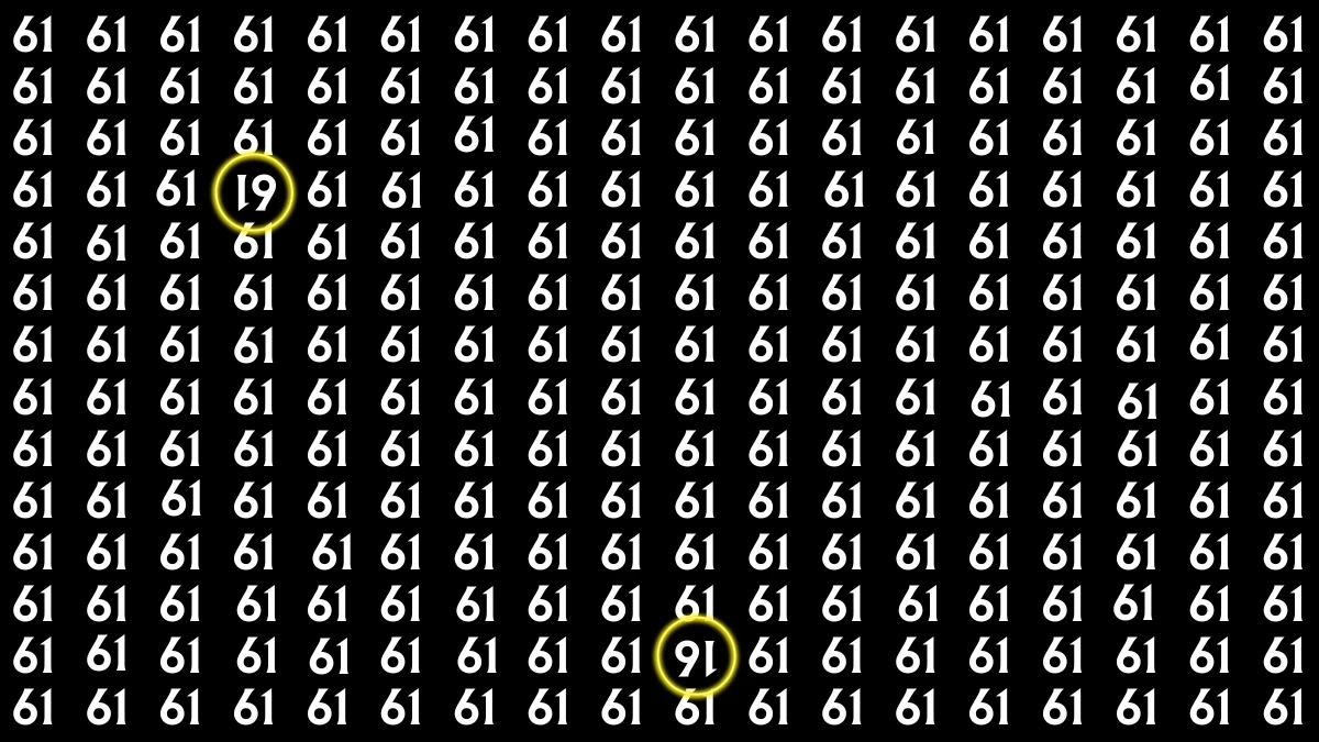 Optical Illusion: Within 6 Seconds Spot The Inverted 16 and 61 among 61s Optical Illusion: Within 6 Seconds Spot The Inverted 16 and 61 among 61s