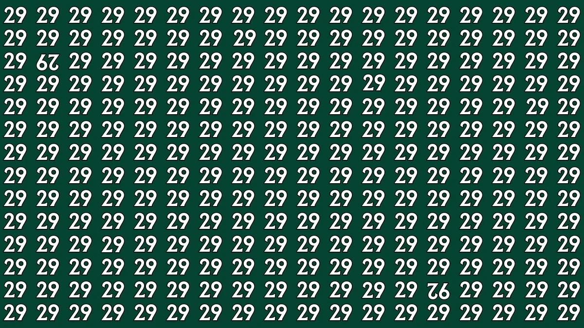Optical Illusion: Within 6 Seconds Spot The Inverted 29 and 92 among 29s Optical Illusion: Within 6 Seconds Spot The Inverted 29 and 92 among 29s
