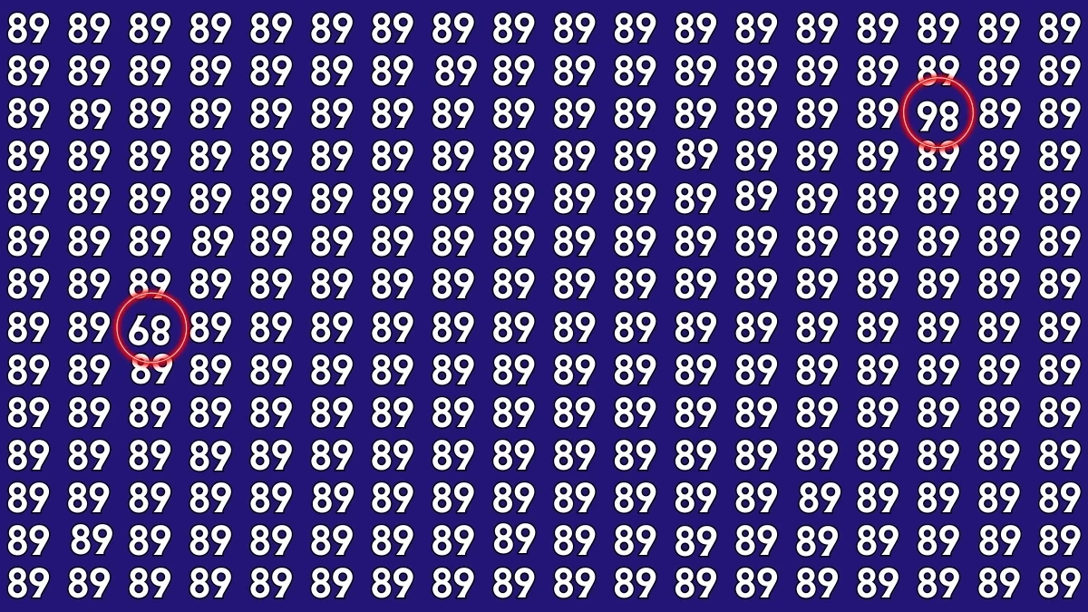 Optical Illusion: Within 6 Seconds Spot The Inverted 86 and 89 among 89s