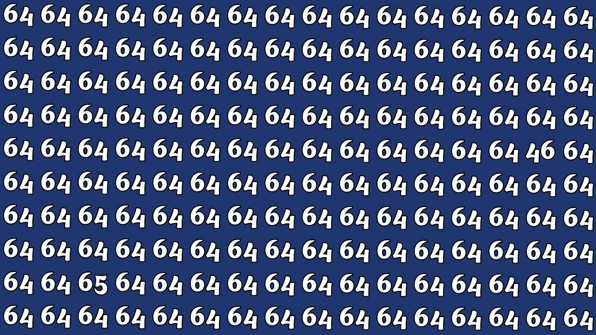 Optical Illusion: Within 6 Seconds Spot The Number 65 and 46 among 64 Optical Illusion: Within 6 Seconds Spot The Number 65 and 46 among 64