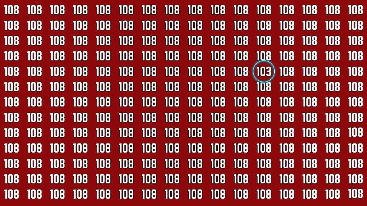 Optical Illusion 8 Seconds Challenge: Only People with Eagle Eyes Can spot the Number 103 among 108
