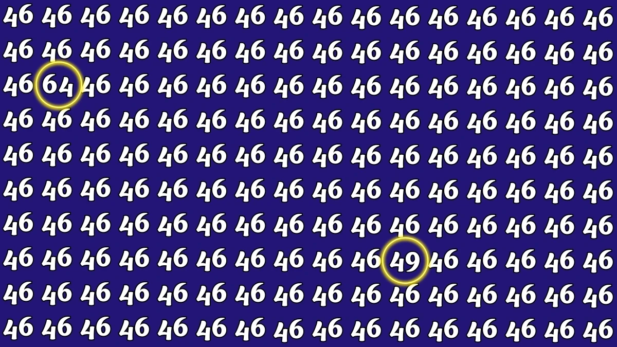 Optical Illusion: Within 5 Seconds Spot The Number 49 and 64 among 46s