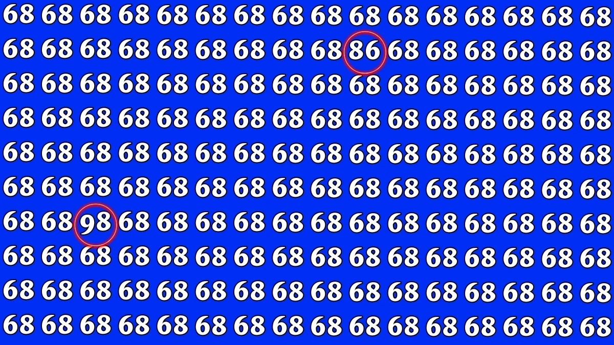 Optical Illusion: Within 5 Seconds Spot The Number 86 and 98 among 68