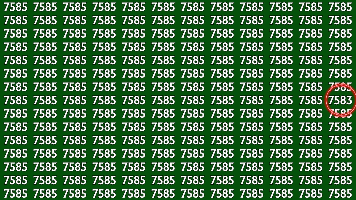 Optical Illusion: Within 7 Seconds Spot The Number 7583 among 7585