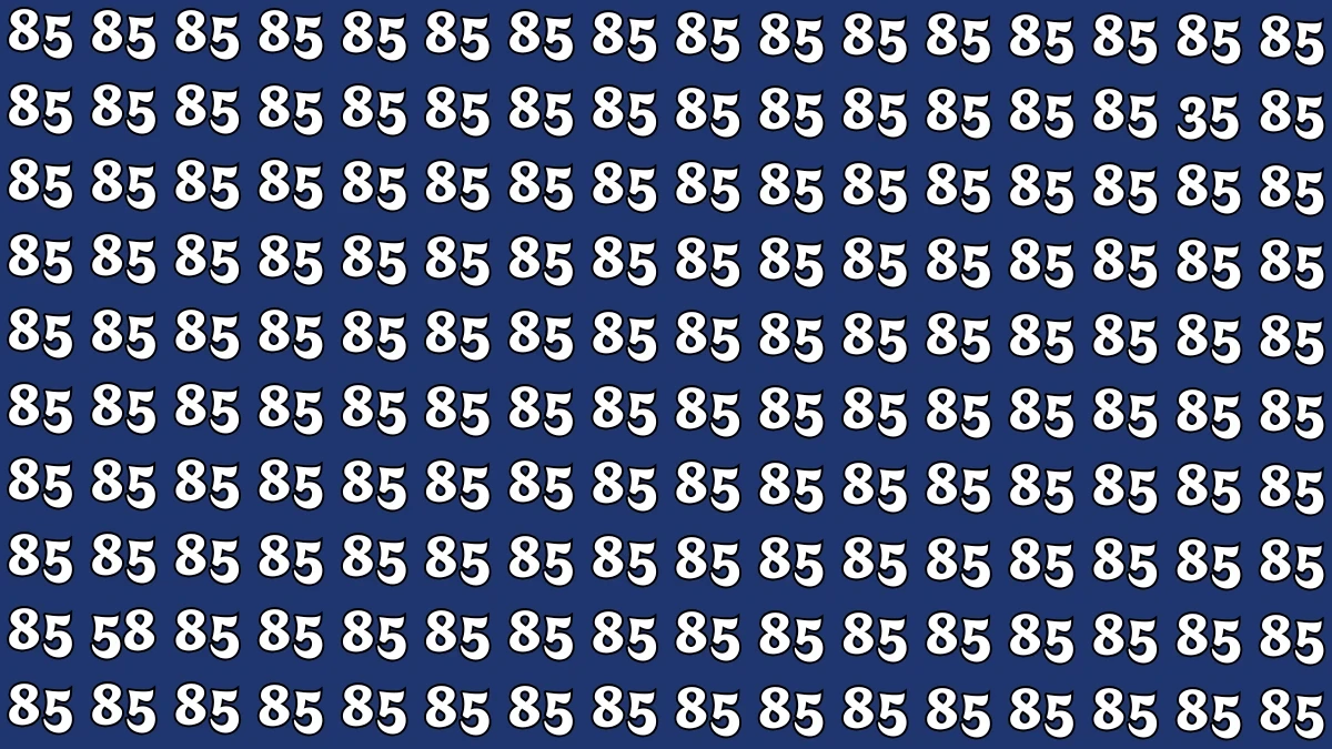 Optical Illusion: Within 8 Seconds Spot The Number 35 and 58 among 85 Optical Illusion: Within 8 Seconds Spot The Number 35 and 58 among 85