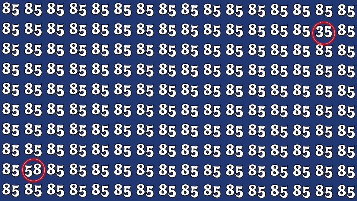Optical Illusion: Within 8 Seconds Spot The Number 35 and 58 among 85 Optical Illusion: Within 8 Seconds Spot The Number 35 and 58 among 85