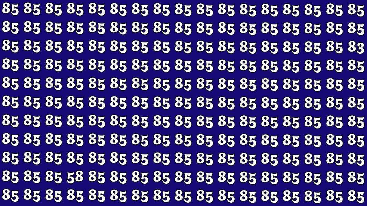 Optical Illusion: Within 8 Seconds Spot The Number 58 and 83 among 85 Optical Illusion: Within 8 Seconds Spot The Number 58 and 83 among 85