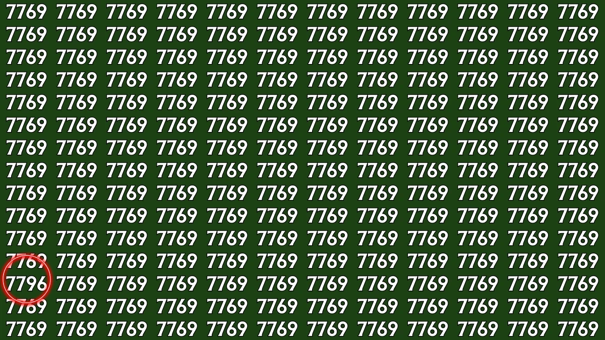 Optical Illusion: Within 8 Seconds Spot The Number 7796 among 7769