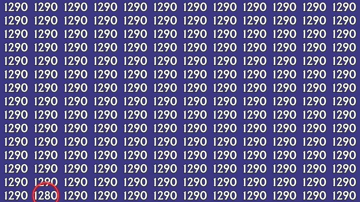 Optical Illusion: Within 9 Seconds Spot The Number 1280 among 1290