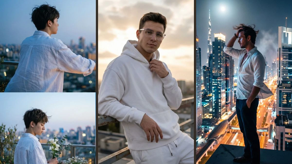Google Gemini AI Photo Editing Prompts for Boys to Create 8K Hyper-Realistic Cinematic Rooftop Portraits