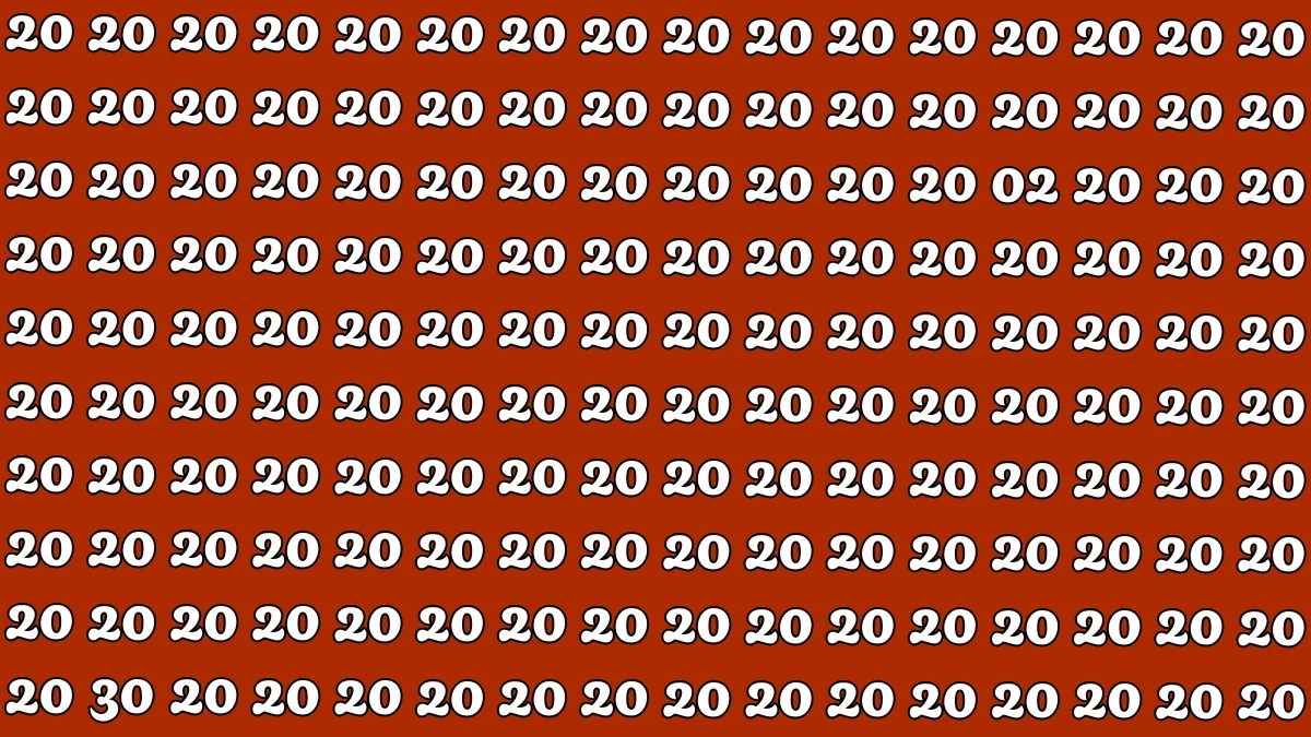 Optical Illusion: Within 5 Seconds Spot The Number 02 and 30 among 20