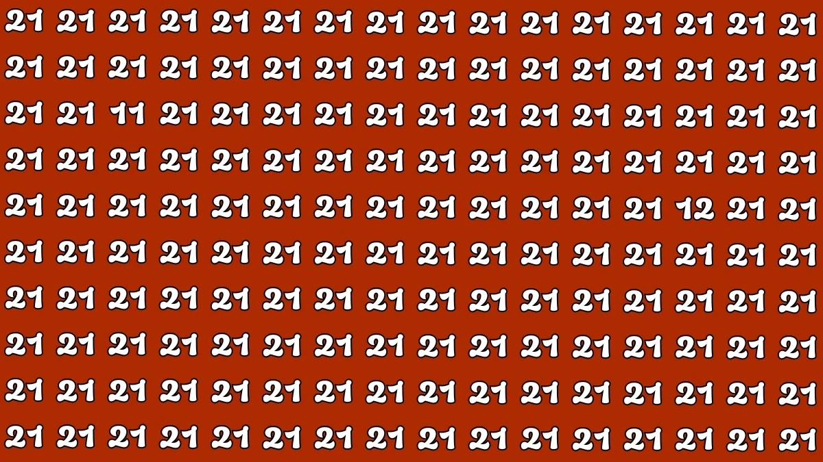 Optical Illusion: Within 5 Seconds Spot The Number 11 and 12 among 21