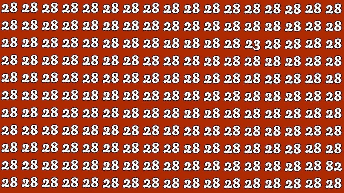 Optical Illusion: Within 7 Seconds Spot The Number 82 and 23 among 28 Optical Illusion: Within 7 Seconds Spot The Number 82 and 23 among 28