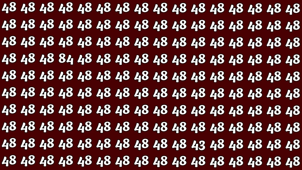 Optical Illusion: Within 7 Seconds Spot The Number 84 and 43 among 48
