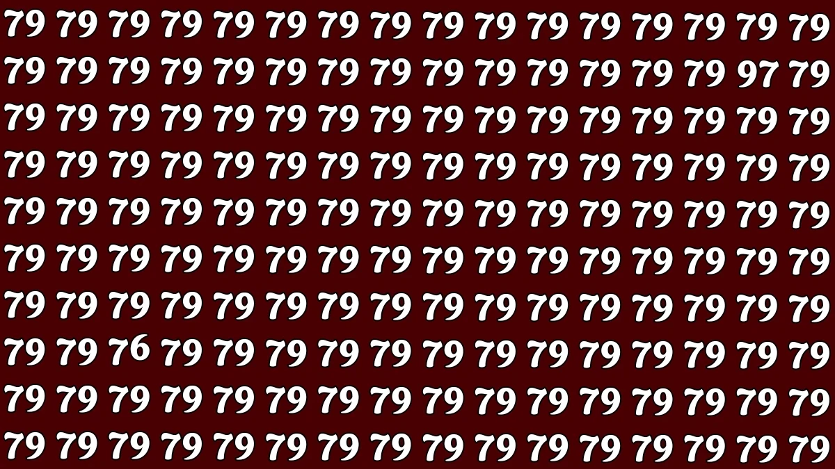Optical Illusion: Within 7 Seconds Spot The Number 97 and 76 among 79 Optical Illusion: Within 7 Seconds Spot The Number 97 and 76 among 79