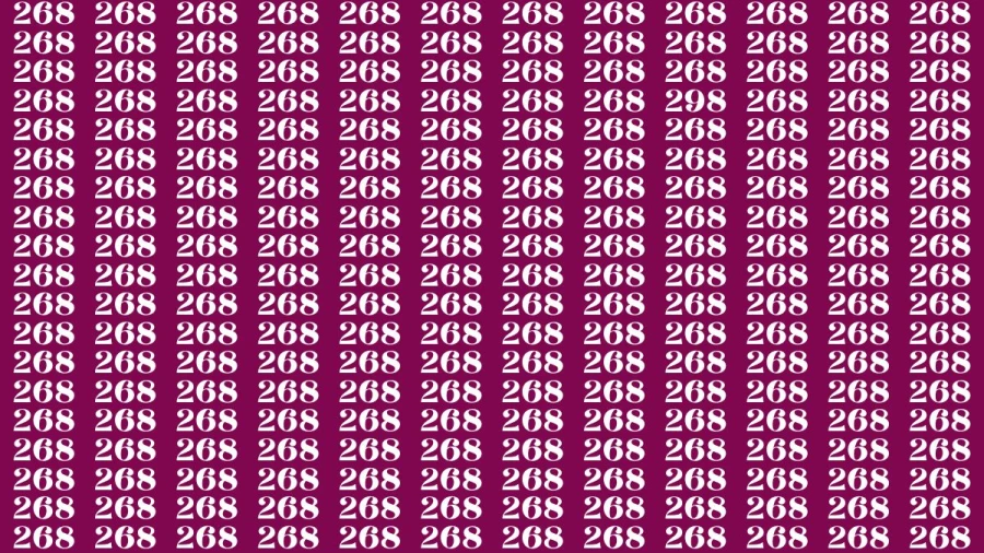 Visual Test: If you have 50/50 Vision Find the Number 298 among 268 in 11 Secs