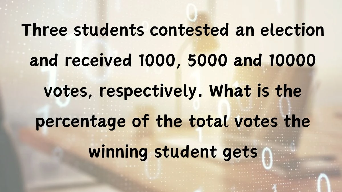 Three students contested an election and received 1000, 5000 and 10000 votes, respectively. What is the percentage of the total votes the winning student gets? 