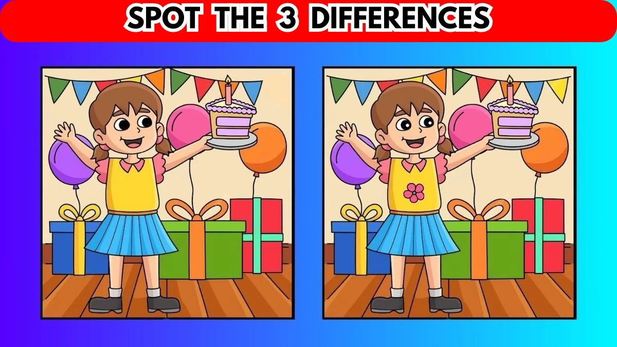 Brain Teaser Spot the Difference Picture puzzle: You Have 10 Seconds to Spot 3 Differences in this Birthday Party Image