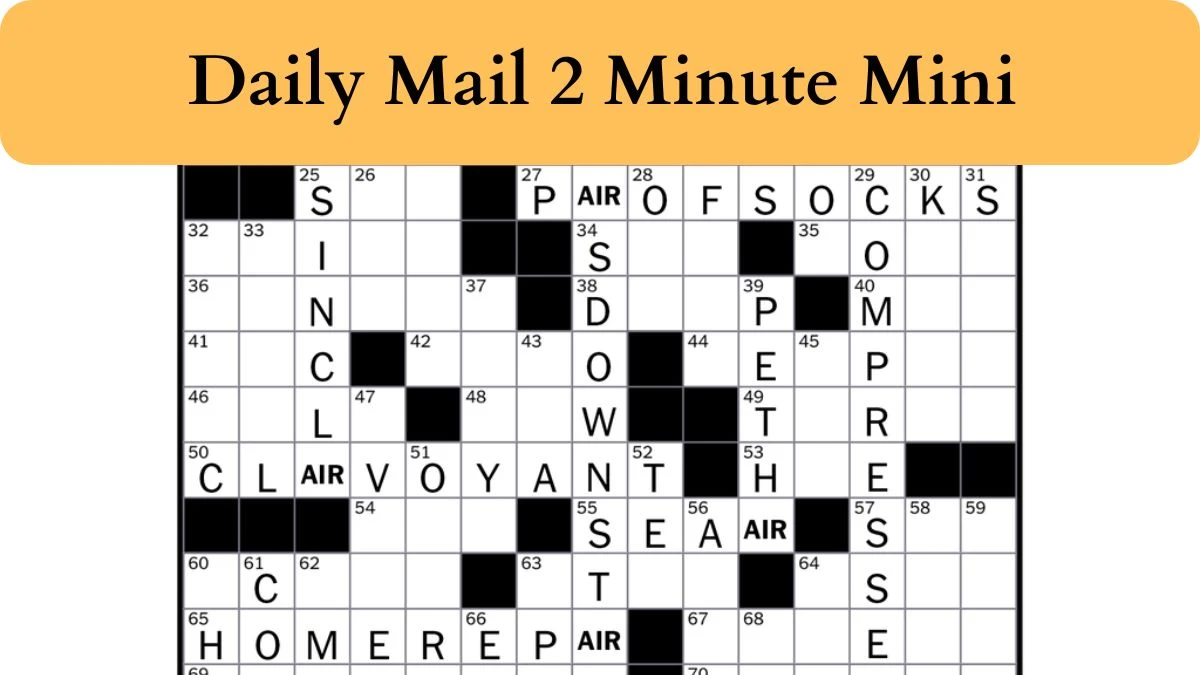 Daily Mail 2 Minute Mini Clues with Answers for Today April 25 2024