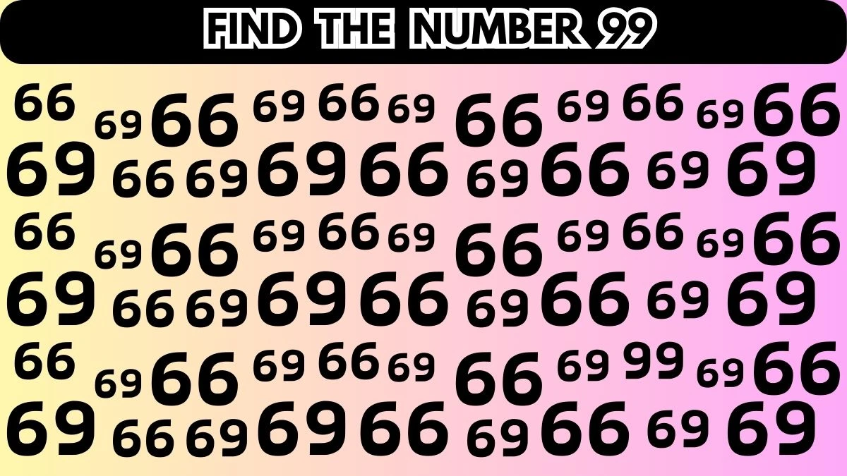 Optical Illusion Brain Challenge: Only 20/20 Vision Can Spot the Number 99 among 66 in 6 Secs