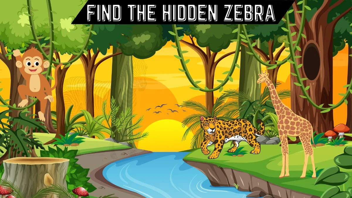 Optical Illusion Brain Test: Test your visual prowess by finding the Hidden Zebra in this Forest Image 5 Secs