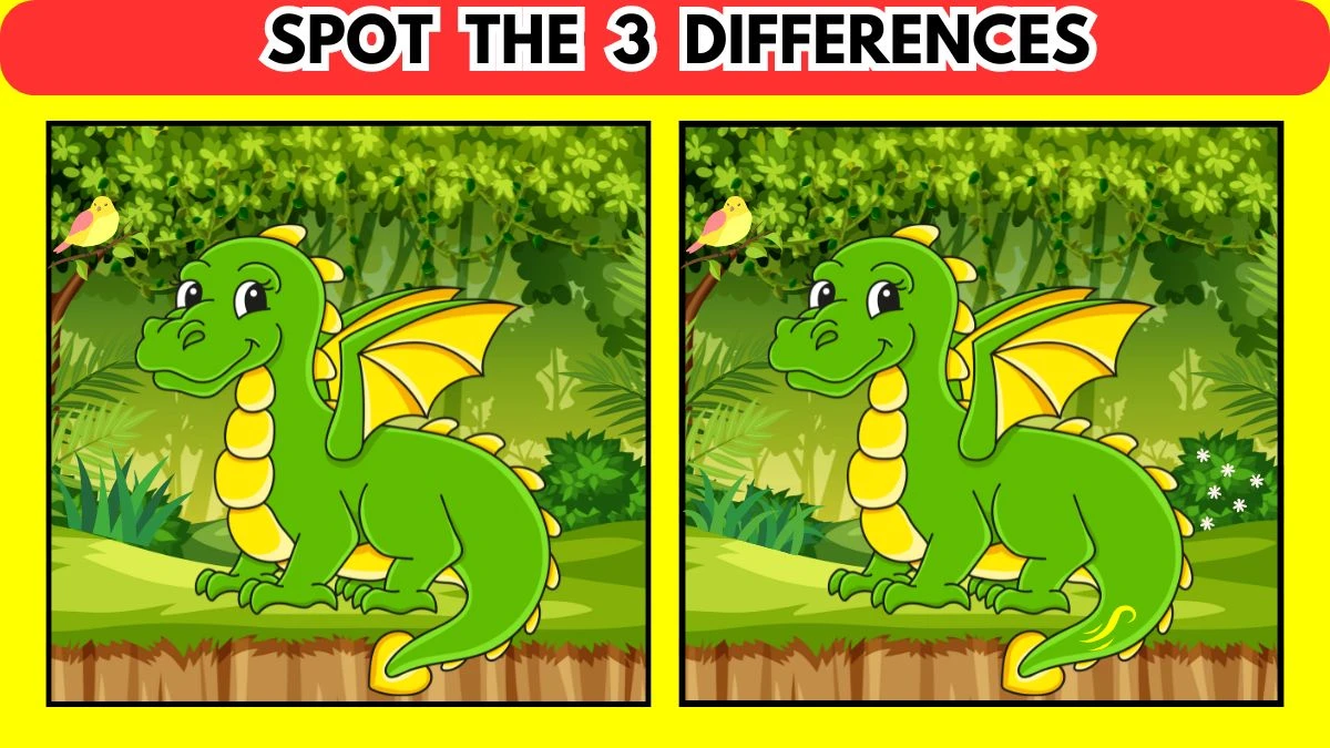 Spot the 3 Differences IQ Test: Can You Find the 3 Differences in this Dragon Image in 10 Secs