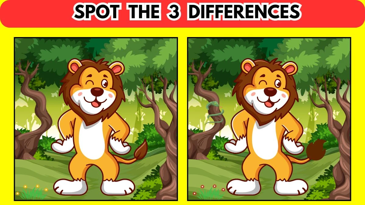 Spot the Difference Picture Puzzle Game: Only Genius Can Spot the 3 Differences in this Lion Image in 12 Secs