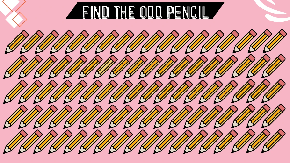 Brain Teaser Odd One Puzzle: Test your vision by spotting the different Pencil in the picture in 7 seconds!