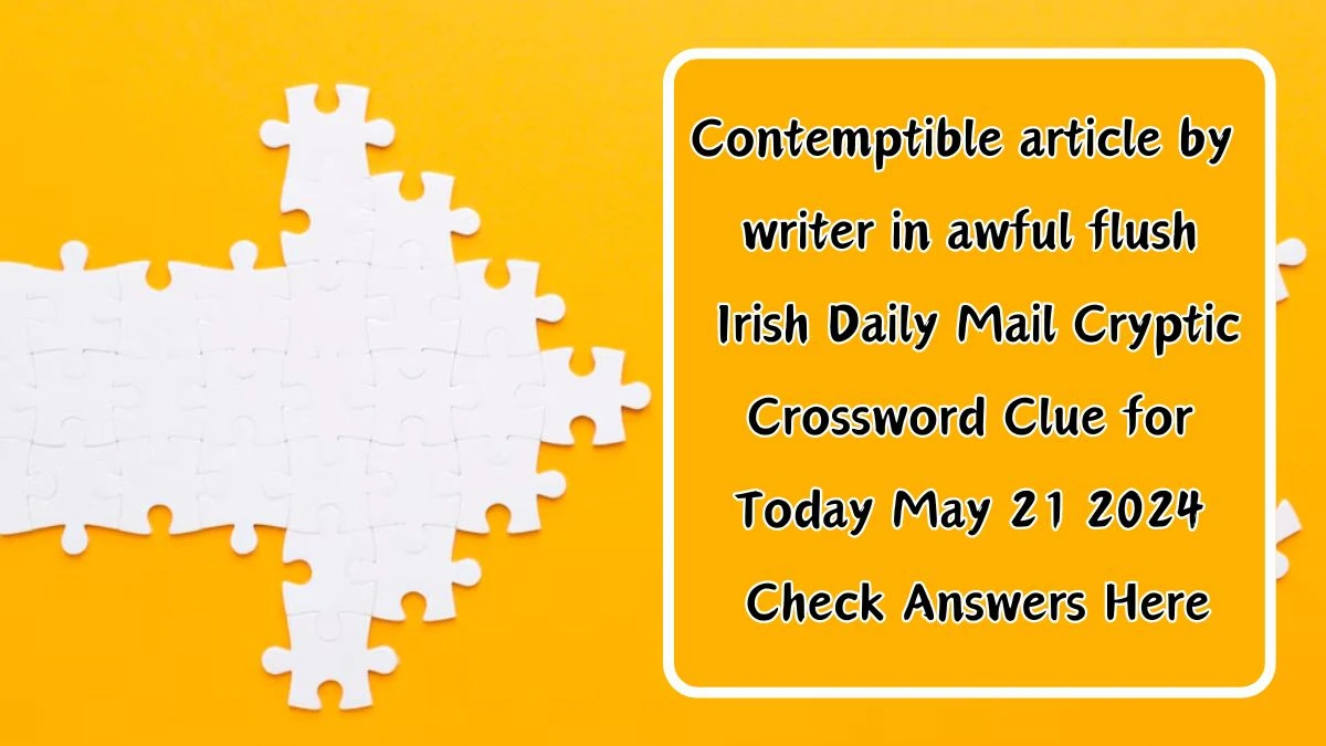Contemptible article by writer in awful flush Irish Daily Mail Cryptic Crossword Clue for Today May 21 2024 Check Answers Here
