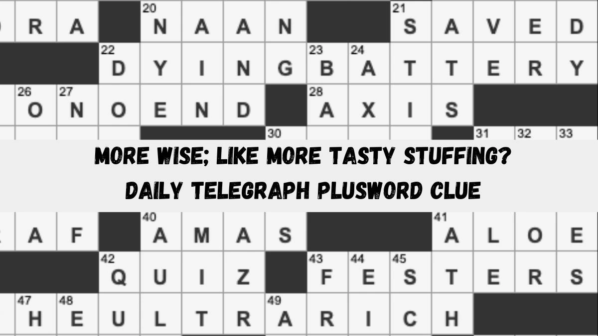 More wise; like more tasty stuffing? Daily Telegraph Plusword Clue Answer May 27, 2024