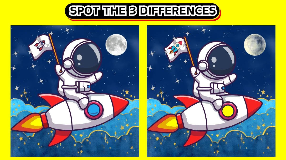 Optical Illusion Spot the Difference Game: Spot 3 differences in the Astronaut picture in 12 seconds. Test your attentiveness!