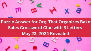 Puzzle Answer for Org. That Organizes Bake Sales Crossword Clue with 3 Letters May 23, 2024 Revealed