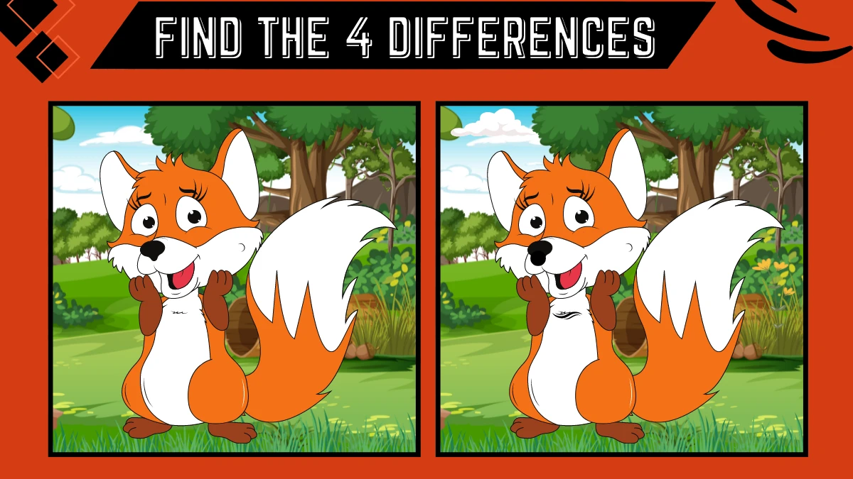 Spot the 4 Difference Picture Puzzle Game: Only Eagle Eyes Can Spot the 4 Differences in this Cunning Fox Image in 14 Secs