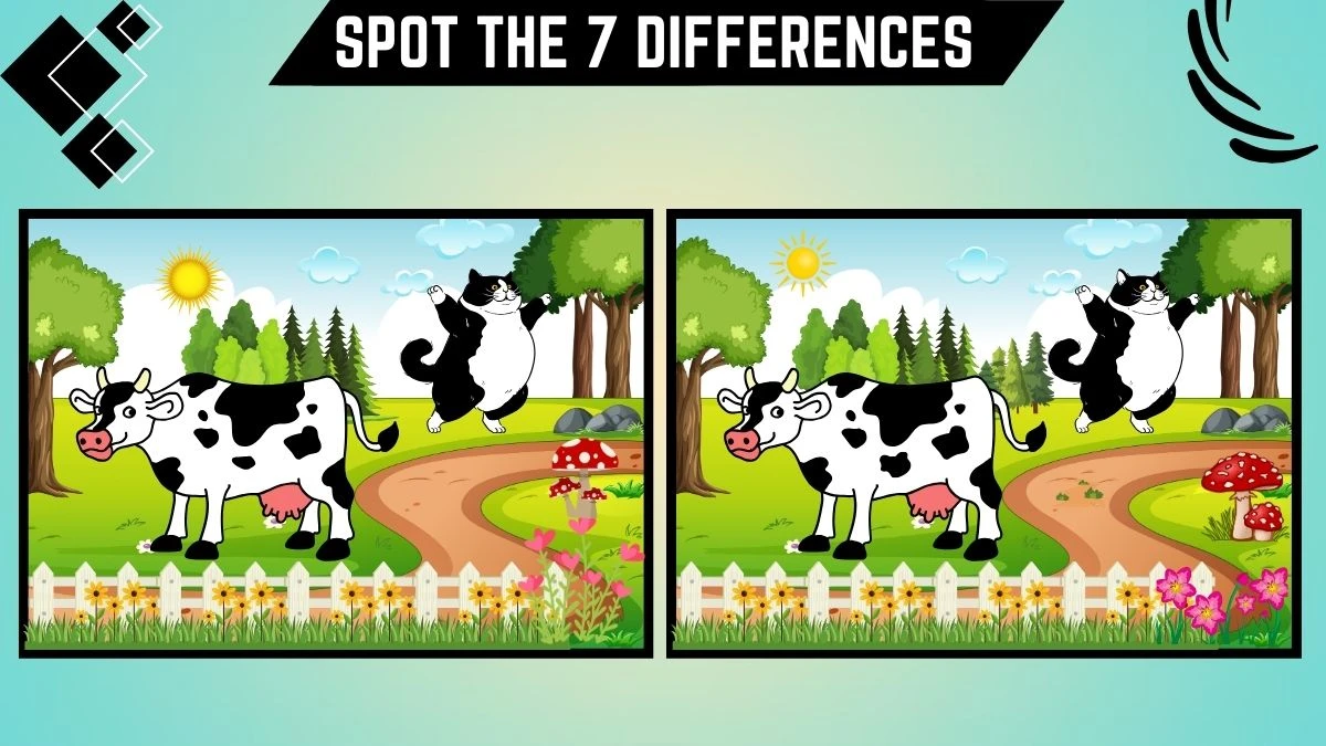 Spot the 7 Difference Picture Puzzle Game: Only People with Razor-Sharp  Eyes Can Spot the 7 Differences in this Cow and Cat Image in 18 Secs - News