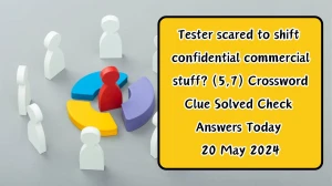 Tester scared to shift confidential commercial stuff? (5,7) Crossword Clue Solved Check Answers Today 20 May 2024